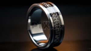 alliance homme argent elegante sur fond noir