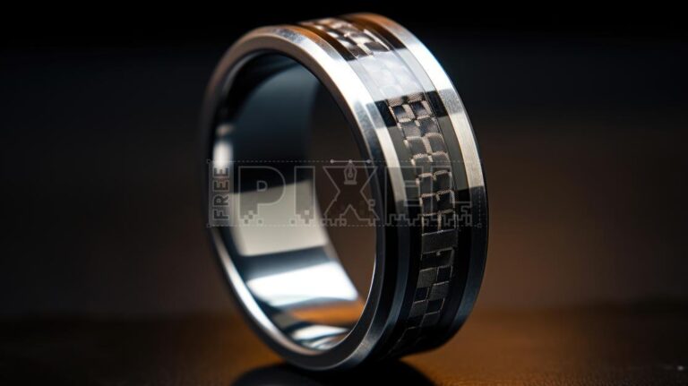 alliance homme argent elegante sur fond noir