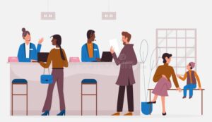 banque professionnelle accueil client conseiller echange documents