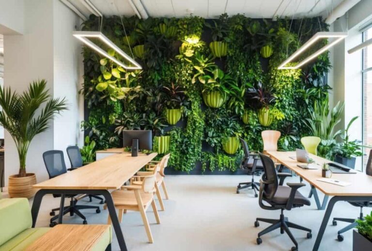bureaux modernes avec lumiere naturelle et plantes