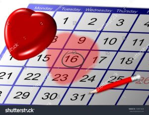 calendrier avec une date marquee en rouge