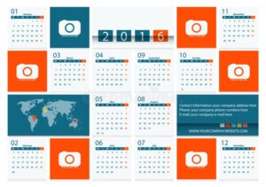 calendrier stylise avec billets davion colores