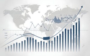 carte du monde avec graphique financier croissant