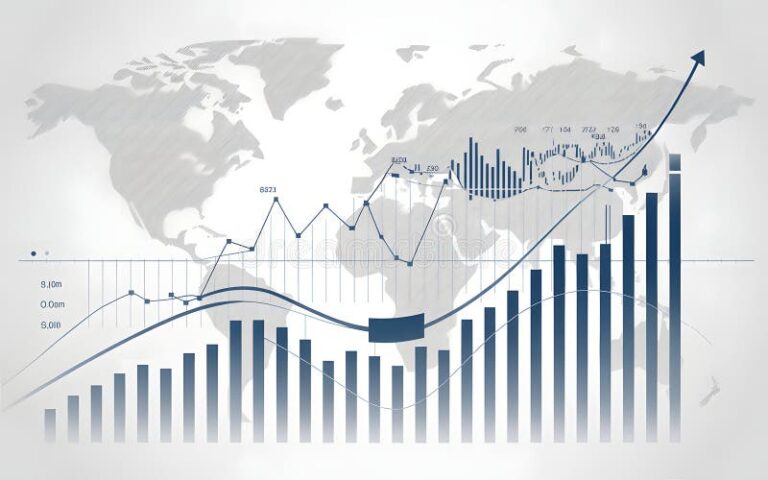 carte du monde avec graphique financier croissant