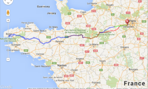 carte stylisee du parcours paris brest cycliste