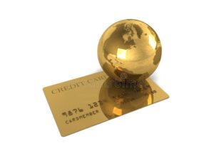 carte visa premier avec globe terrestre lumineux