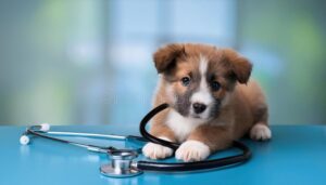 chien avec veterinaire en consultation chaleureuse