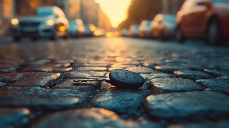 cles de voiture perdues sur fond urbain
