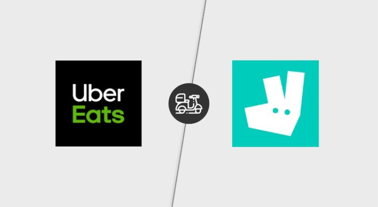 Uber Eat ou Deliveroo : Quel service de livraison est le moins cher 2 comparaison visuelle des logos uber eats et deliveroo