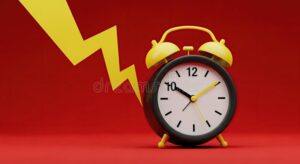 horloge avec eclair stylise et plage horaire