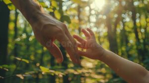 illustration dune main guidant une autre main