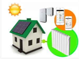 maison avec panneau solaire et chauffage simple