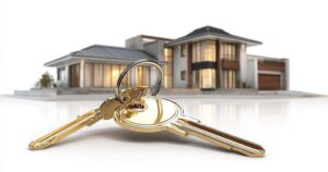 maison moderne avec une cle doree