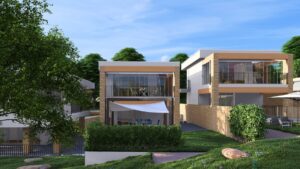 maison neuve moderne en zone urbaine calme