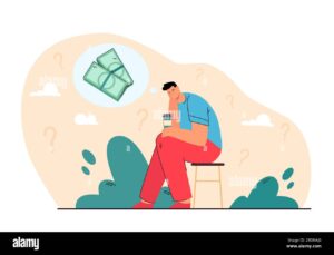 personne reflechissant devant banque et dossier financier