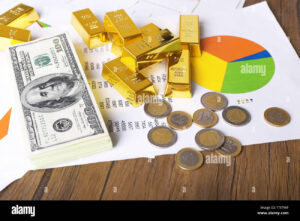 pieces et lingots dor avec billets usd