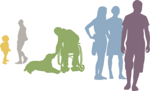 silhouettes de personnes agees et documents officiels