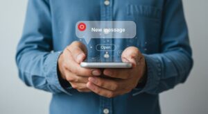 smartphone affichant un message multimedia ouvert