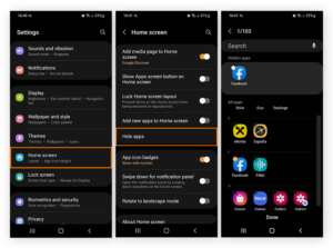 smartphone android avec applications masquees visibles