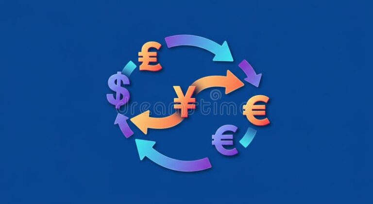 symbole financier avec fleches circulaires colorees
