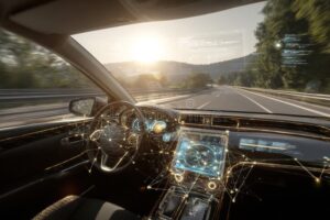 voiture sur route avec compteur kilometrique digital