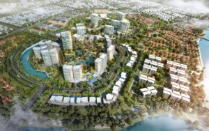 vue aerienne de quartiers immobiliers modernes et varies